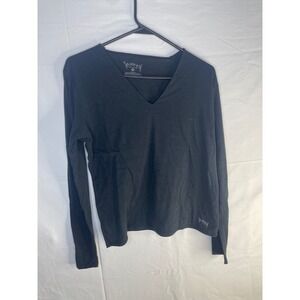 Spooney Wear-Ever Black V-Neck Long Sleeve Top Size Medium Made in USA